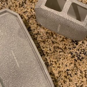 Kassatex Grey Embossed Shagreen Bath Accessories